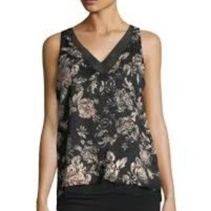 Tahari ASL Chiffon Burnout Floral Blouse, Sz S